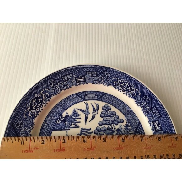 Homer Laughlin Blue Willow USA Flow Blue Dinner Plate Vintage Oriental C58N8 Vtg - Picture 4 of 12